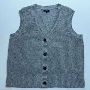 Quince Gray Knit Button-Front Sweater Vest